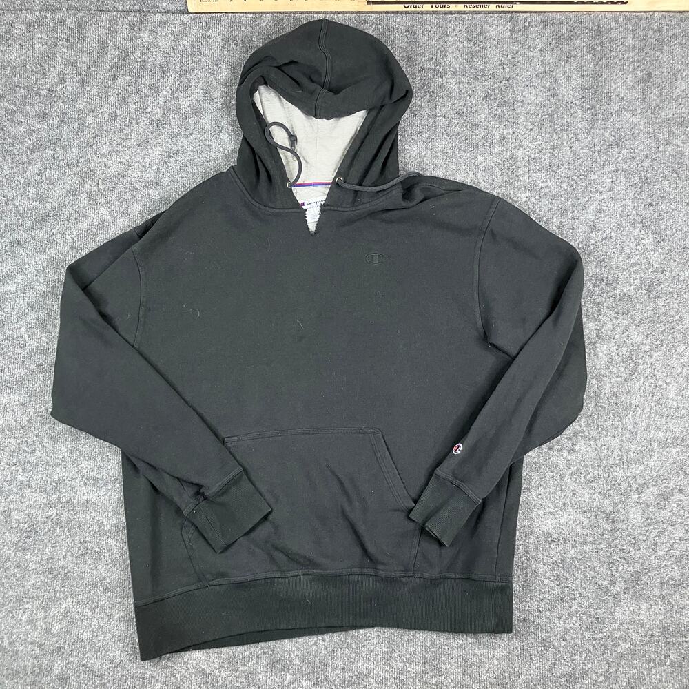 Champion Hoodie Mens Size XL‎ Black Pullover Athletic Fleece Sweatshirt